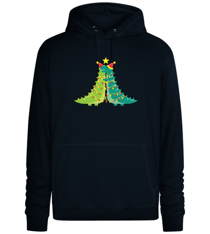 Dino Christmas Tree Design - Premium unisex hoodie_BLACK_front