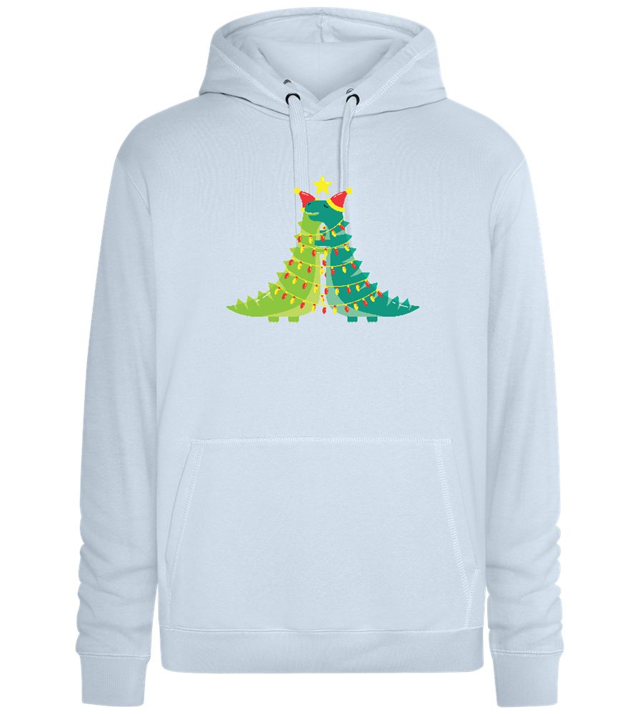 Dino Christmas Tree Design - Premium unisex hoodie_CREAMY BLUE_front