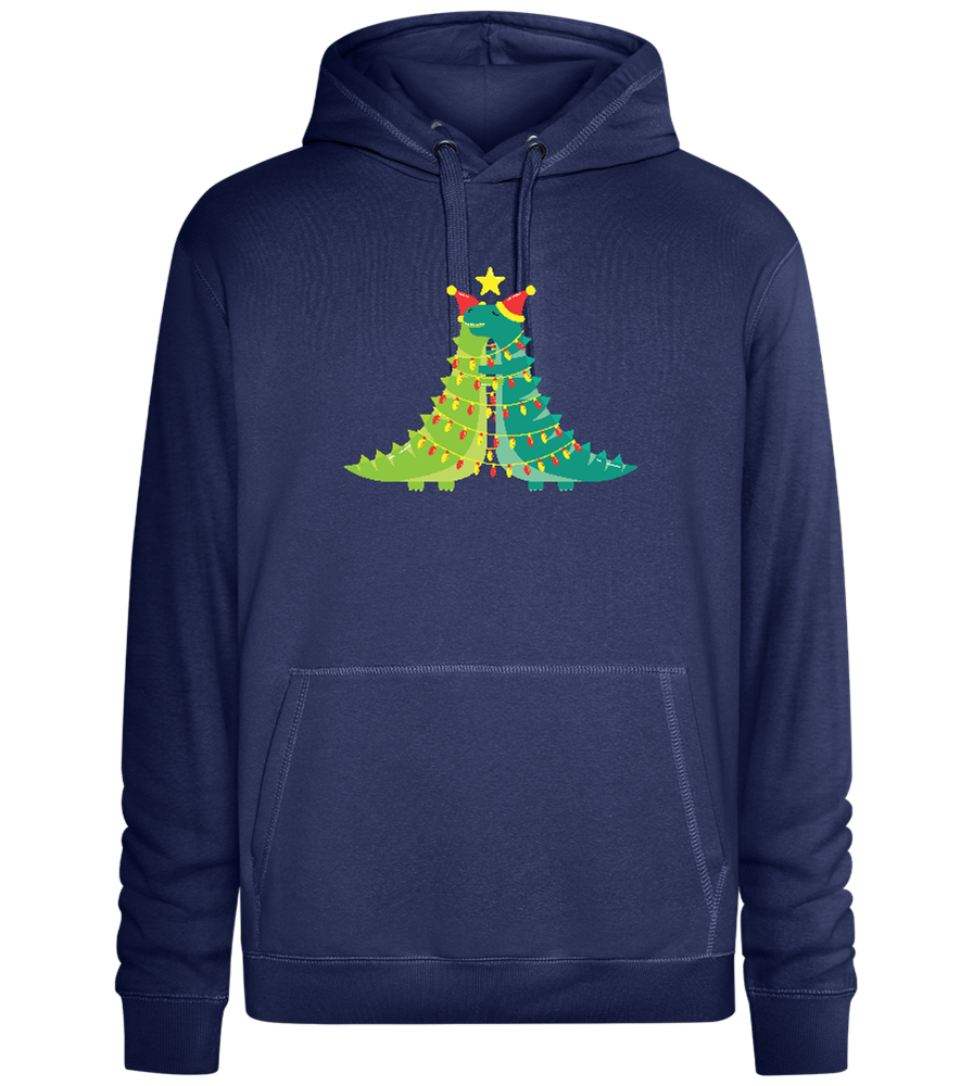 Dino Christmas Tree Design - Premium unisex hoodie_DENIM CHINA_front