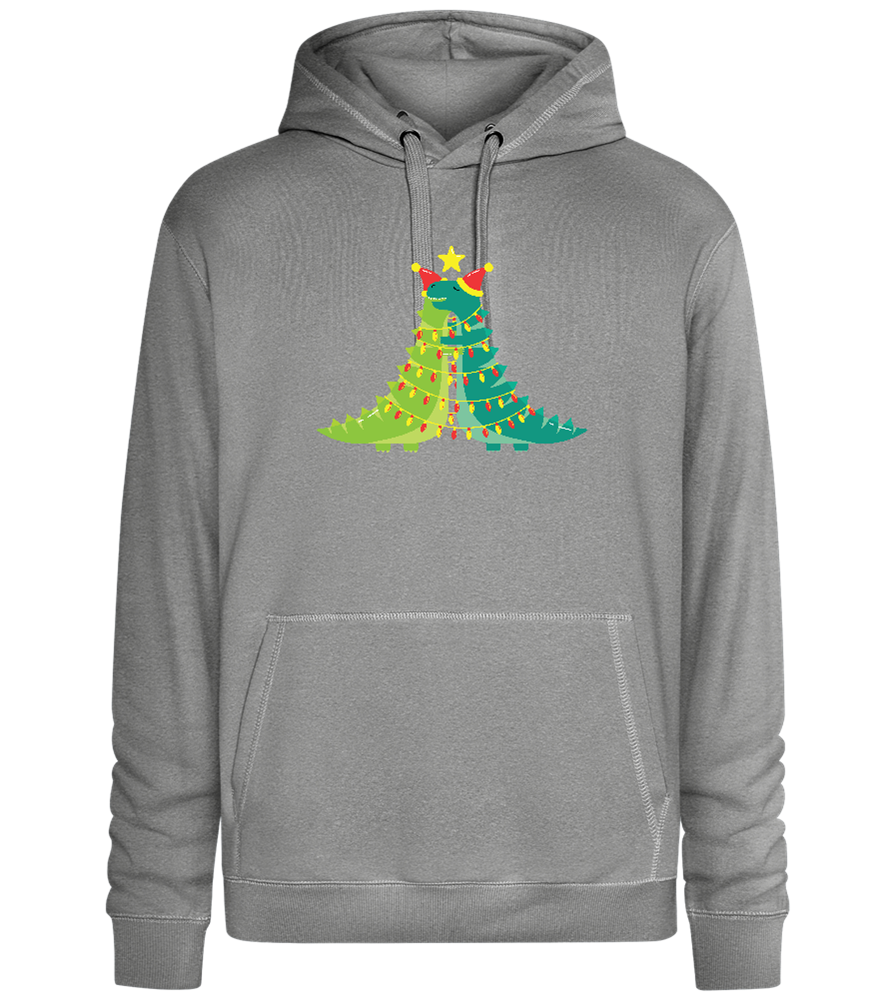 Dino Christmas Tree Design - Premium unisex hoodie_ORION GREY II_front