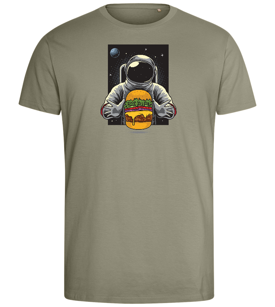 Spaceman Burger Design - Comfort men's fitted t-shirt_KHAKI_front