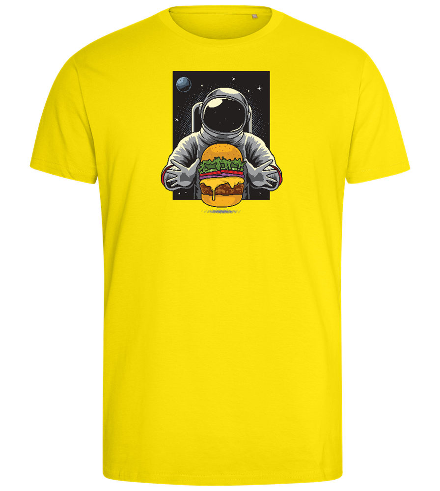 Spaceman Burger Design - Comfort men's fitted t-shirt_YELLOW_front