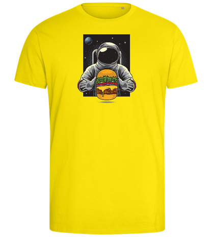 Spaceman Burger Design - Comfort men's fitted t-shirt_YELLOW_front