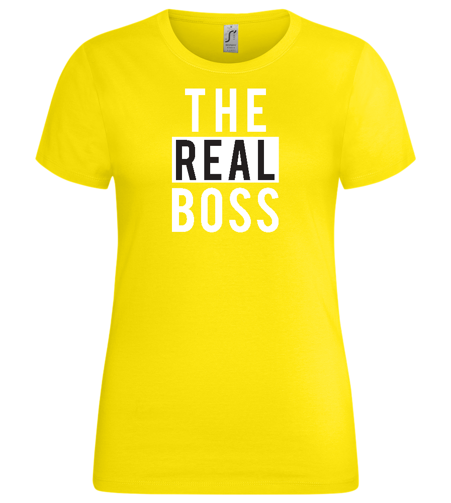 The Real Boss Design - Premium women's t-shirt_YELLOW_front