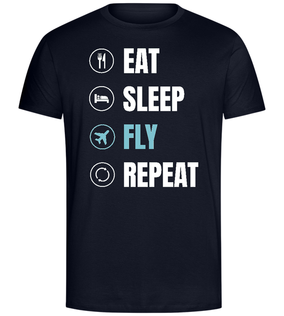 Eat Sleep Fly Repeat Design - Comfort Unisex T-Shirt_FRENCH NAVY_front
