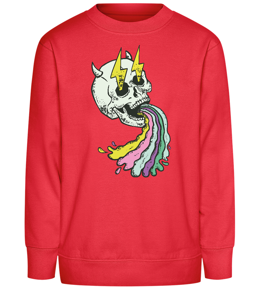 Rainbow Skull Thunders Design - Comfort Kids Sweater_BRIGHT RED_front