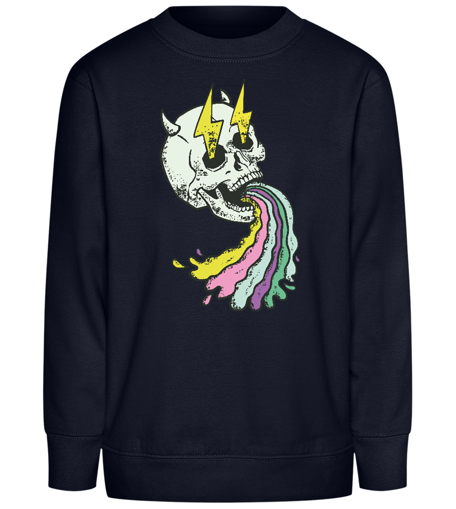 Rainbow Skull Thunders Design - Comfort Kids Sweater_FRENCH NAVY_front