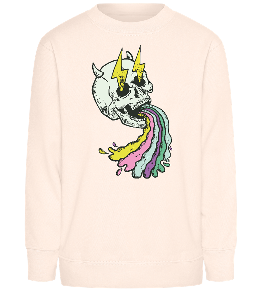 Rainbow Skull Thunders Design - Comfort Kids Sweater_LIGHT PEACH ROSE_front