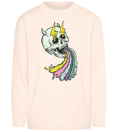 Rainbow Skull Thunders Design - Comfort Kids Sweater_LIGHT PEACH ROSE_front