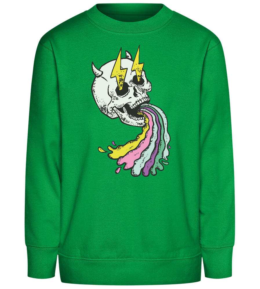 Rainbow Skull Thunders Design - Comfort Kids Sweater_MEADOW GREEN_front