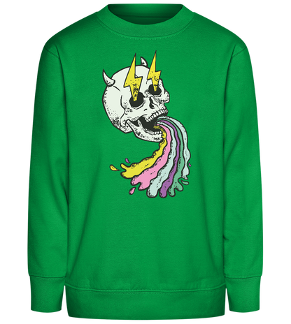 Rainbow Skull Thunders Design - Comfort Kids Sweater_MEADOW GREEN_front