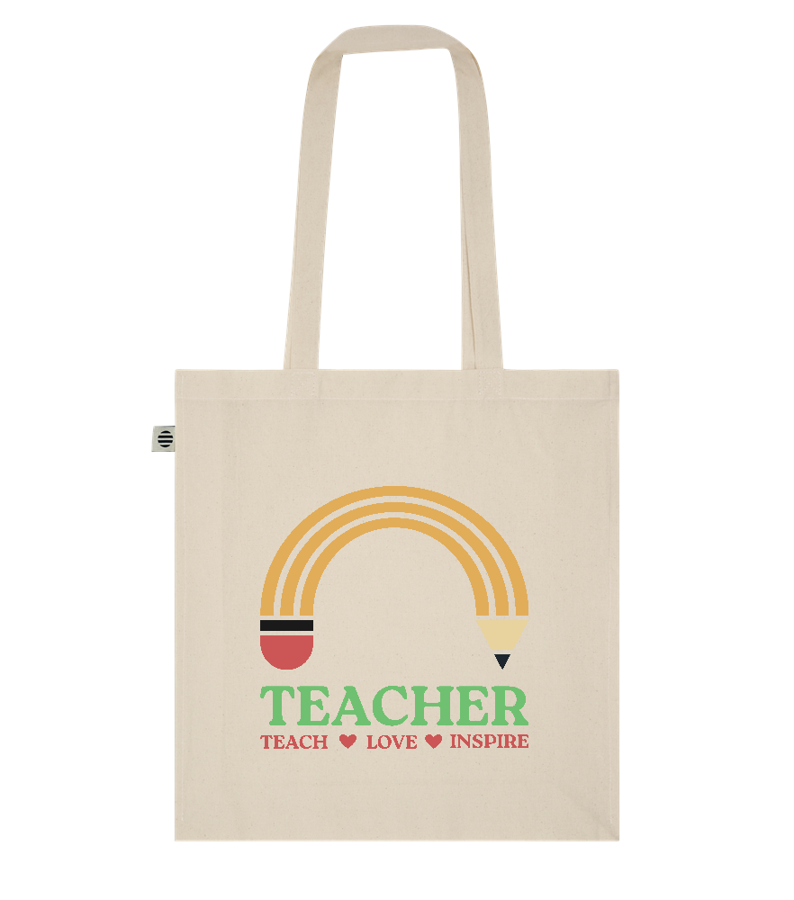 Pencil of a Teacher Design - Basic organic cotton tote bag_BEIGE_front