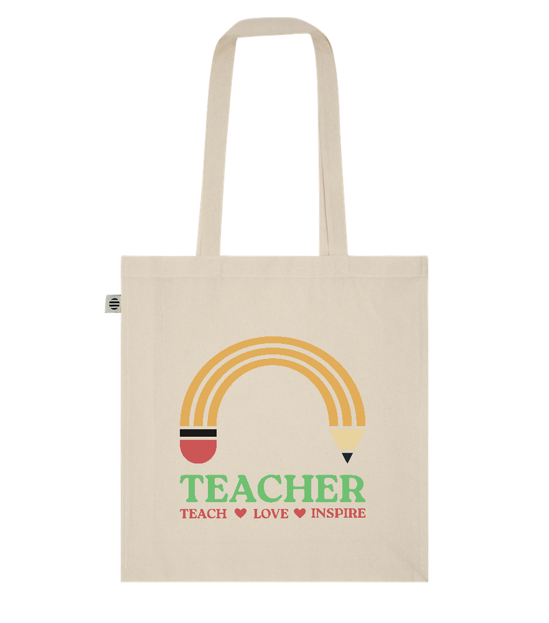 Pencil of a Teacher Design - Basic organic cotton tote bag_BEIGE_front