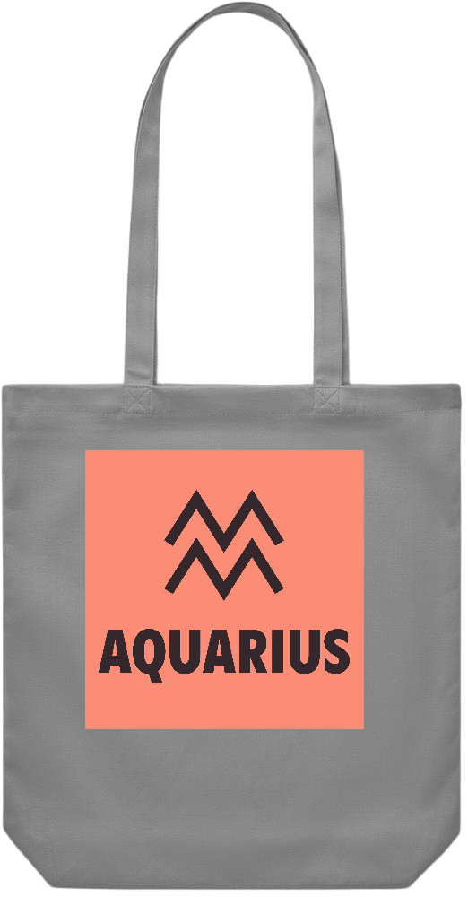 Zodiac Aquarius Design - Premium Canvas colored cotton shopping bag_GREY_front