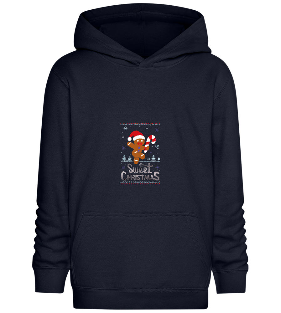 Gingerbread Man Design - Comfort Kids Hoodie_FRENCH NAVY_front