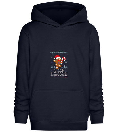 Gingerbread Man Design - Comfort Kids Hoodie_FRENCH NAVY_front