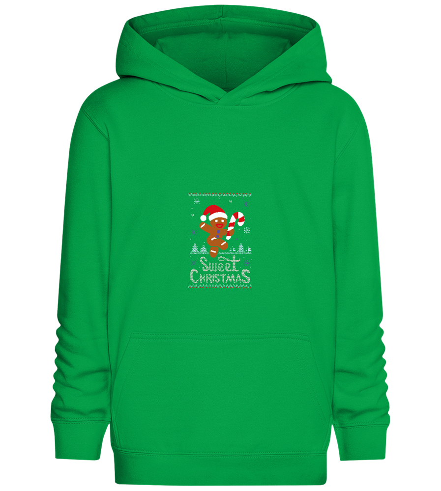 Gingerbread Man Design - Comfort Kids Hoodie_MEADOW GREEN_front