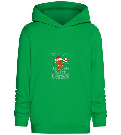 Gingerbread Man Design - Comfort Kids Hoodie_MEADOW GREEN_front