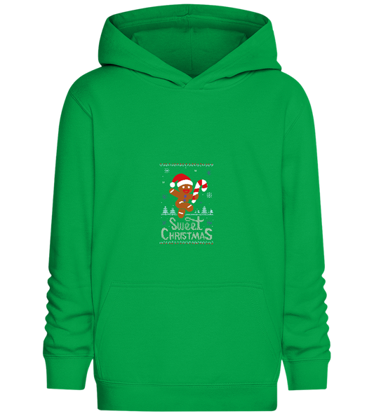 Gingerbread Man Design - Comfort Kids Hoodie_MEADOW GREEN_front