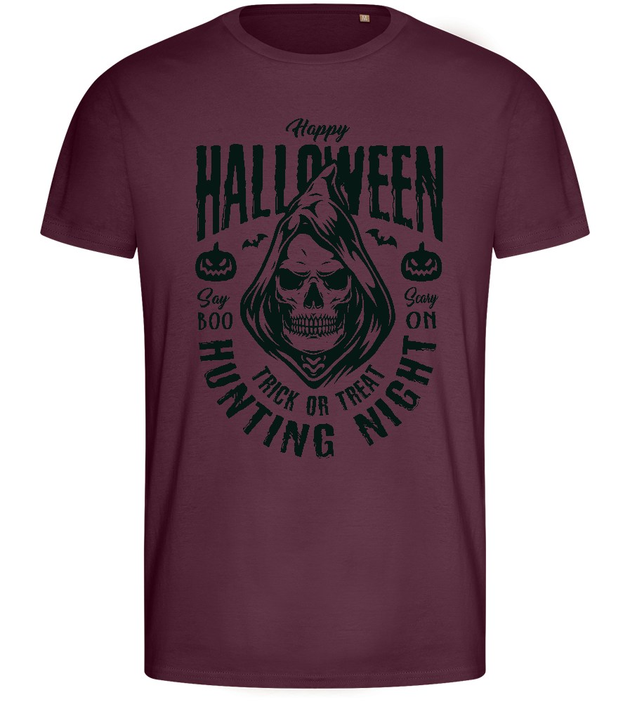 Halloween Night Hunting Design - Basic men's fitted t-shirt_BORDEAUX_front