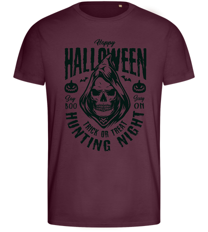 Halloween Night Hunting Design - Basic men's fitted t-shirt_BORDEAUX_front