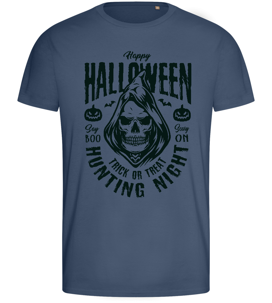 Halloween Night Hunting Design - Basic men's fitted t-shirt_DENIM_front