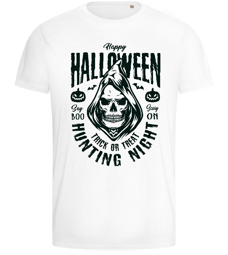 Halloween Night Hunting Design - Basic men's fitted t-shirt_WHITE_front