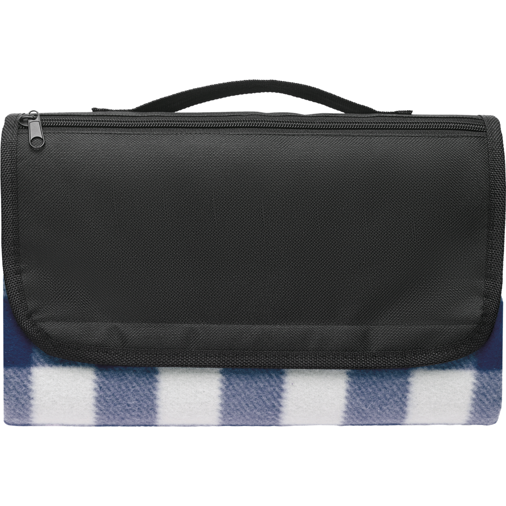 RPET Fleece Picnic Blanket with Water-Resistant Side_BLUE_front