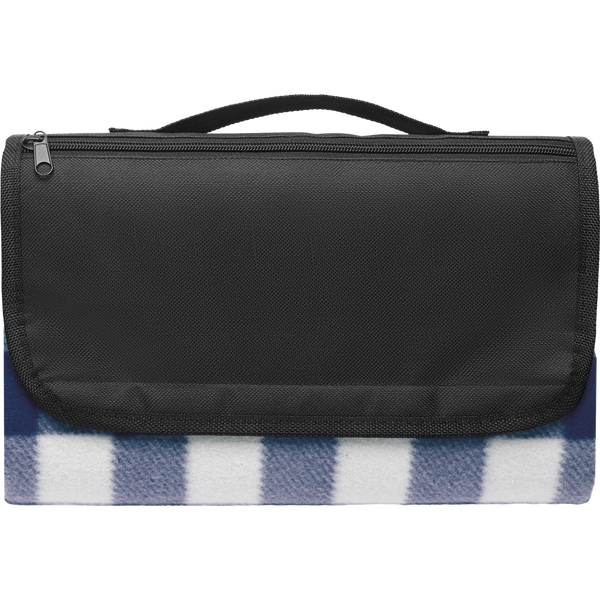 RPET Fleece Picnic Blanket with Water-Resistant Side_BLUE_front