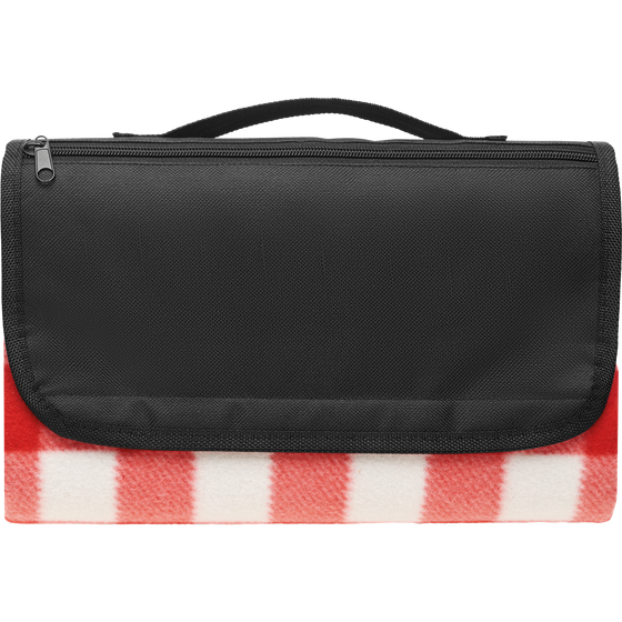 RPET Fleece Picnic Blanket with Water-Resistant Side_RED_front