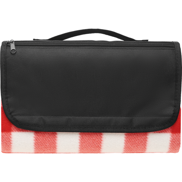 RPET Fleece Picnic Blanket with Water-Resistant Side_RED_front