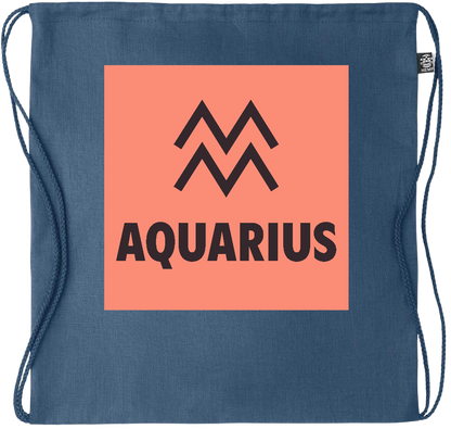 Zodiac Aquarius Design - Premium hemp drawstring bag_BLUE_front