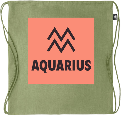 Zodiac Aquarius Design - Premium hemp drawstring bag_GREEN_front