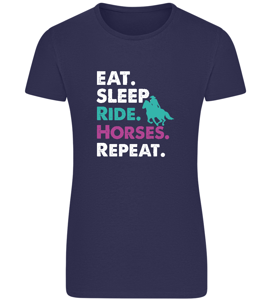 Eat. Sleep. Ride Horses. Repeat. Design - Basic women's fitted t-shirt_FRENCH NAVY_front