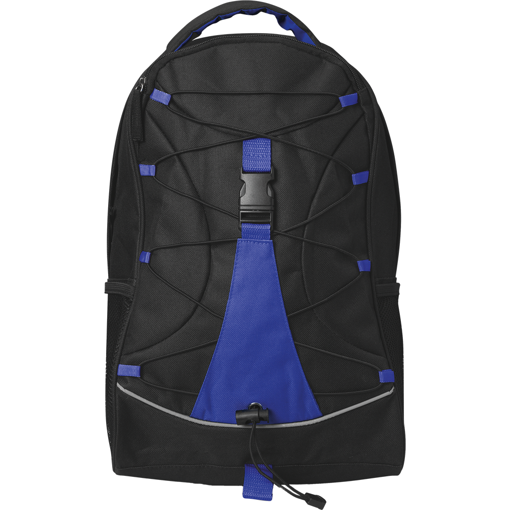 Adventure Backpack with Mesh Pockets_BLUE_front