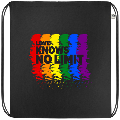 Love Knows No Limits Design - Premium colored organic cotton drawstring bag_BLACK_front