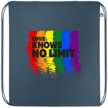 Love Knows No Limits Design - Premium colored organic cotton drawstring bag_BLUE_front