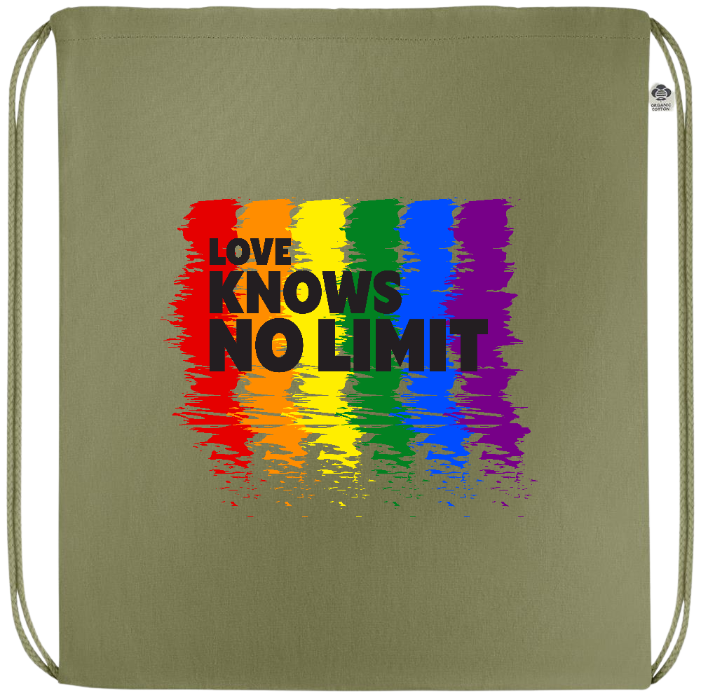 Love Knows No Limits Design - Premium colored organic cotton drawstring bag_GREEN_front