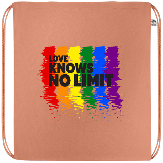 Love Knows No Limits Design - Premium colored organic cotton drawstring bag_ORANGE_front