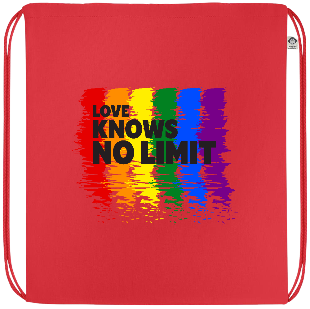 Love Knows No Limits Design - Premium colored organic cotton drawstring bag_RED_front