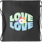 Love is Love Flower Design - Premium hemp drawstring bag_BLACK_front