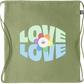 Love is Love Flower Design - Premium hemp drawstring bag_GREEN_front