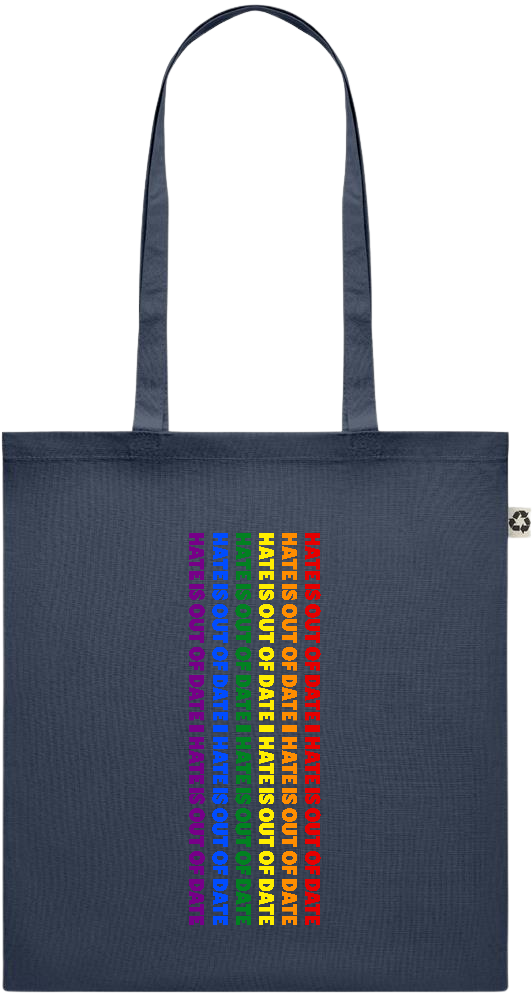 Hate is Out of Date Design - Recycled cotton colored shopping bag_FRENCH NAVY_front