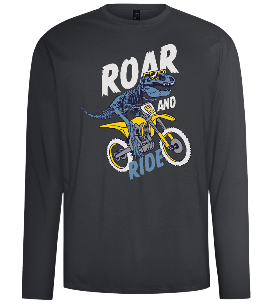 Dino Biker Design - Comfort men's long sleeve t-shirt_DARK GRAY_front