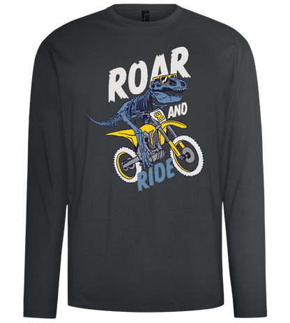 Dino Biker Design - Comfort men's long sleeve t-shirt_DARK GRAY_front