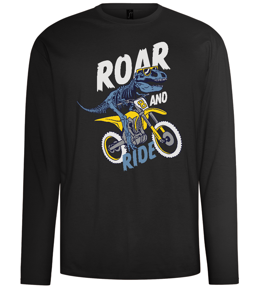 Dino Biker Design - Comfort men's long sleeve t-shirt_DEEP BLACK_front