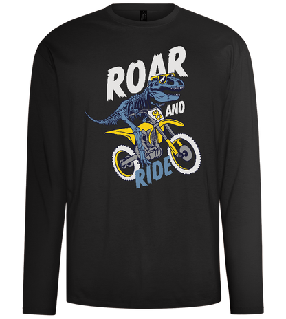 Dino Biker Design - Comfort men's long sleeve t-shirt_DEEP BLACK_front