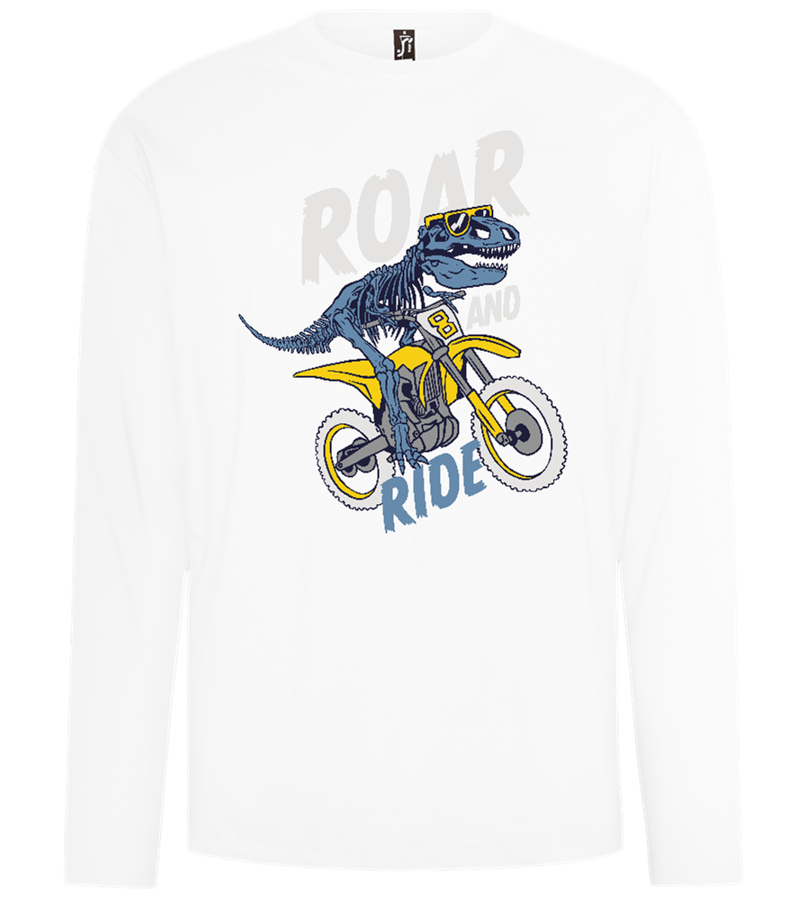 Dino Biker Design - Comfort men's long sleeve t-shirt_WHITE_front