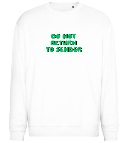 Do Not Return to Sender Design - Comfort Essential Unisex Sweater_WHITE_front