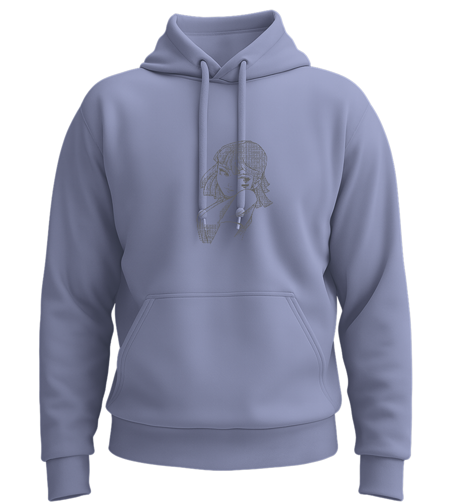 Mysterious Anime Girl Design - Premium Essential Unisex Hoodie_BLUE_front